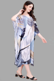 Powder Blue Printed Rayon Indo Western Kaftan