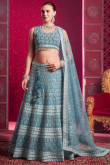 Powder Blue Sequins Embroidered Net Bridesmaid Lehenga