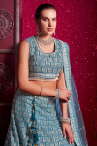 Powder Blue Sequins Embroidered Net Bridesmaid Lehenga