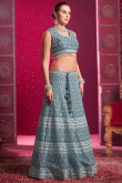 Powder Blue Sequins Embroidered Net Bridesmaid Lehenga