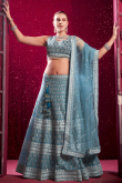 Powder Blue Sequins Embroidered Net Bridesmaid Lehenga