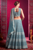 Powder Blue Sequins Embroidered Net Bridesmaid Lehenga