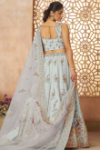 Powder Blue Silk Blend Embroidered Flared Style Lehenga 
