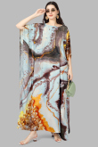 Powder Blue Silk Digital Print Long Kaftan Kurti