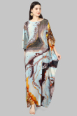 Powder Blue Silk Digital Print Long Kaftan Kurti
