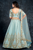 Stone Work Powder Blue Lehenga in Silk for Party 