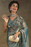 Powder Blue Tissue Silk Saree With Sequins Work For Party