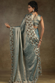 Powder Blue Tissue Silk Saree With Sequins Work For Party