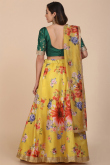 Printed Bangalori Silk Mustard Yellow Lehenga