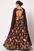 Printed Burgundy Maroon Silk A Line Lehenga