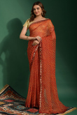 Printed Chiffon Chilly Red Saree