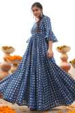 Blue Frock Style Casual Wear Kurti in Cotton