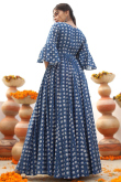 Blue Frock Style Casual Wear Kurti in Cotton