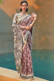 Printed Cotton Mauve Taupe Saree