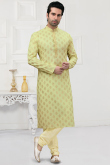 Printed Cotton Pistachio Green Men Kurta Churidar