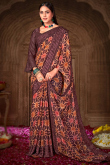 Printed Georgette Mauve Taupe Saree