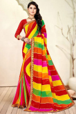 Woven Saree in Georgette Multi Color for Party 