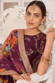 Printed Georgette Plum Purple Lehenga