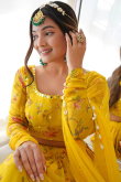 Printed Georgette Yellow Lehenga