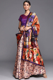 Printed Light Peach Silk A Line Lehenga