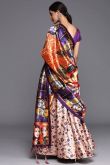 Printed Light Peach Silk A Line Lehenga