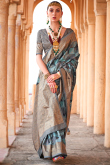 Printed Mint Blue Viscose Light Weight Saree