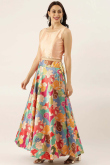 Printed Multi Color Silk A Line Lehenga