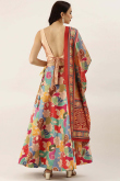 Printed Multi Color Silk A Line Lehenga