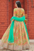 Printed Mustard Yellow Viscose Flared Style Lehenga