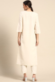 Printed Poly Crepe Cream Kurti