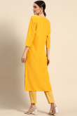 Printed Poly Crepe Turmeric Yellow Kurti