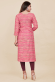 Printed Rayon Blush Pink Ready Made Straight Cut Kurti