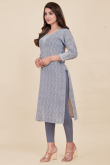Printed Rayon Light Grey Ready to Wear Straight Cut Kurti