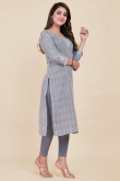 Printed Rayon Light Grey Ready to Wear Straight Cut Kurti
