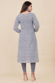 Printed Rayon Light Grey Ready to Wear Straight Cut Kurti