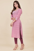 Printed Rayon Light Pink Ready Made Straight Cut Kurti