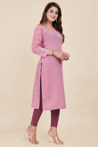 Printed Rayon Light Pink Ready Made Straight Cut Kurti