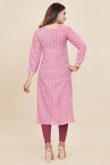 Printed Rayon Light Pink Ready Made Straight Cut Kurti