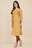 Printed Rayon Mustard Yellow Ready to Wear Straight Cut Kurti