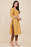 Printed Rayon Mustard Yellow Ready to Wear Straight Cut Kurti