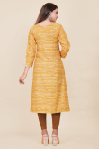 Printed Rayon Mustard Yellow Ready to Wear Straight Cut Kurti