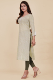 Printed Rayon Sage Green Ready to Wear Straight Cut Kurti