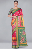 Printed Satin Ruby Red Saree
