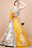 Satin Silk Printed Cream Panelled Lehenga