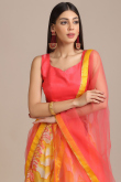 Printed Silk Cream Lehenga