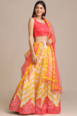 Printed Silk Cream Lehenga