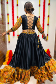 Printed Silk Flared Style Black Chaniya Choli