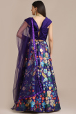 Printed Silk Purple A-Line Lehenga