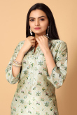 Printed Silk Sage Green Kurti