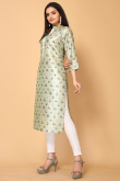 Printed Silk Sage Green Kurti